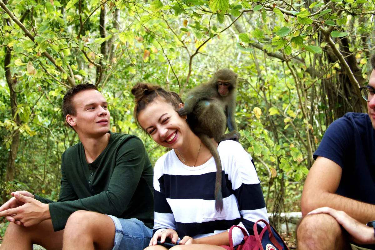 Exchange students taking part in an outdoor activity