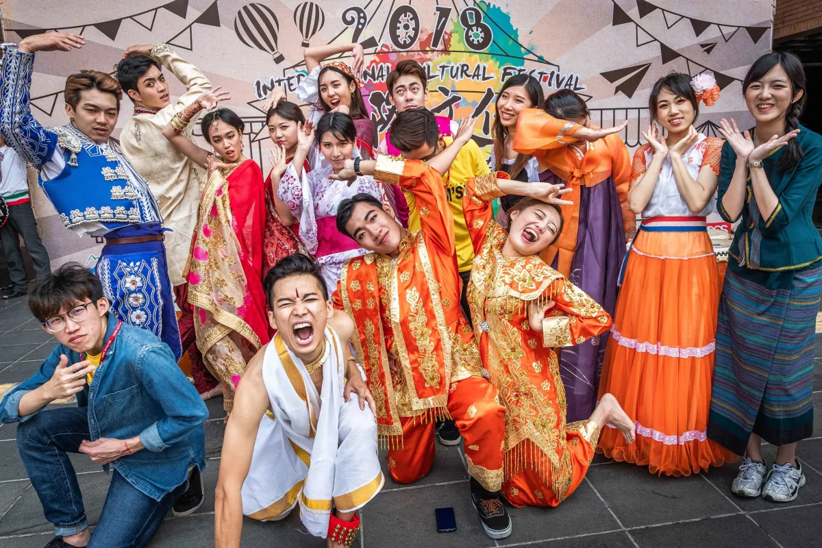 Students taking part in an international cultural activity