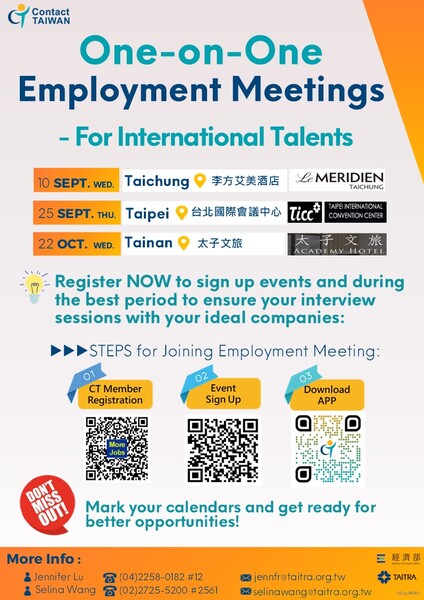 【Event Notification】ContactTAIWAN 2025 One-on-One Recruitment Interviews with Taiwan EnterprisesImage